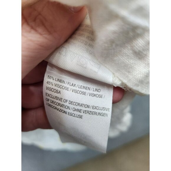 Isaac Mizrahi Live! Pineapple Embroider Linen-Blend Button-Up Shirt M - Picture 5 of 7